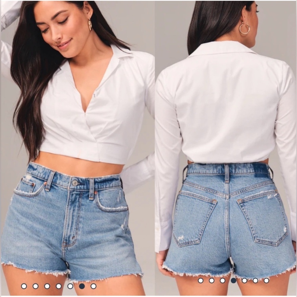 Abercrombie & Fitch High Waist Denim Shorts - Blue
